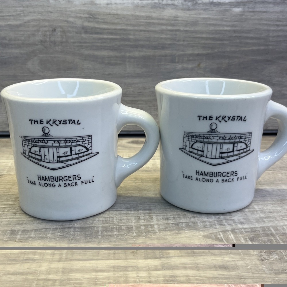 The Krystal Hamburger Coffee Mug Set Shenango China USA Take Along Vintage